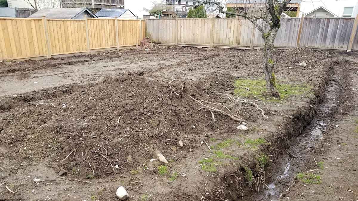 Backyard in Abbotsford French Drain Install 12