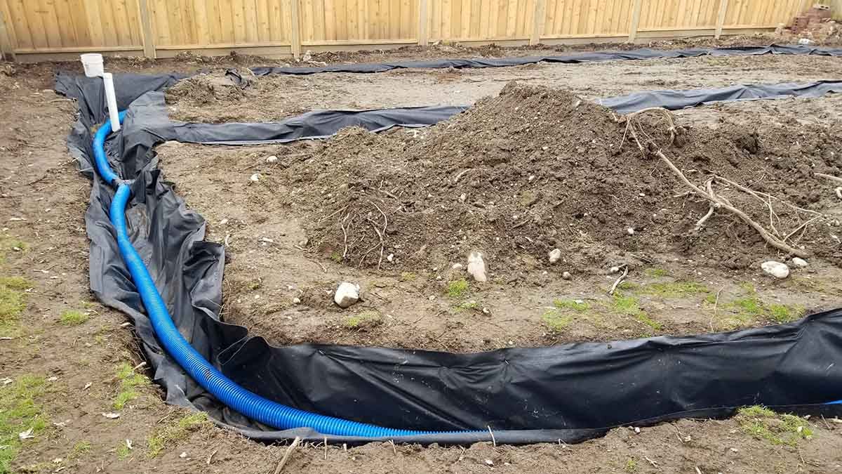 Backyard in Abbotsford French Drain Install 13