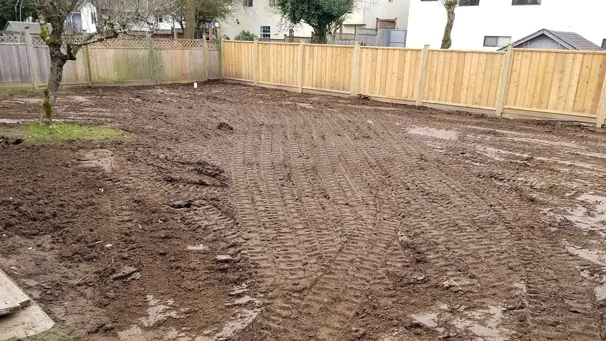 Backyard in Abbotsford French Drain Install 17