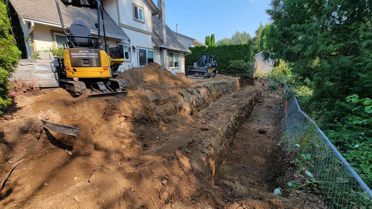 6_Wide view of a backyard excavation for landscaping upgrades by Back40 Landscaping in Abbotsford, BC