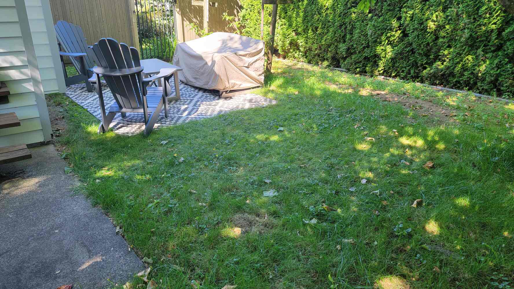 2_Small backyard area showcasing a retaining wall and lush lawn, designed by Back40 Landscaping in Abbotsford, BC