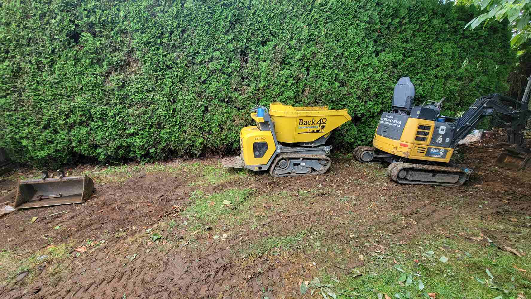 4_Excavation machinery preparing for retaining wall construction by Back40 Landscaping in Abbotsford, BC