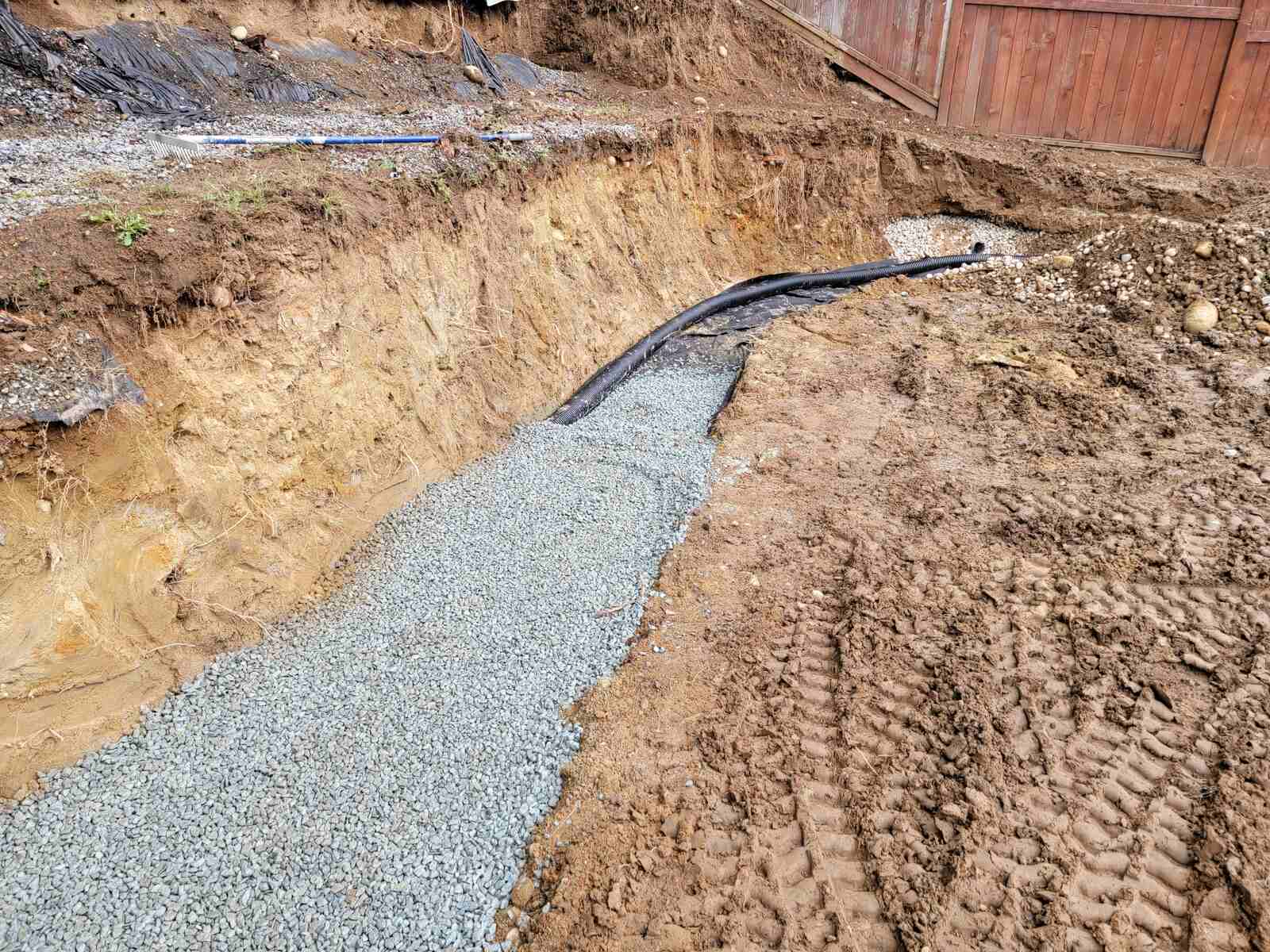 10_Gravel foundation set for retaining wall construction by Back40 Landscaping in Mission, BC