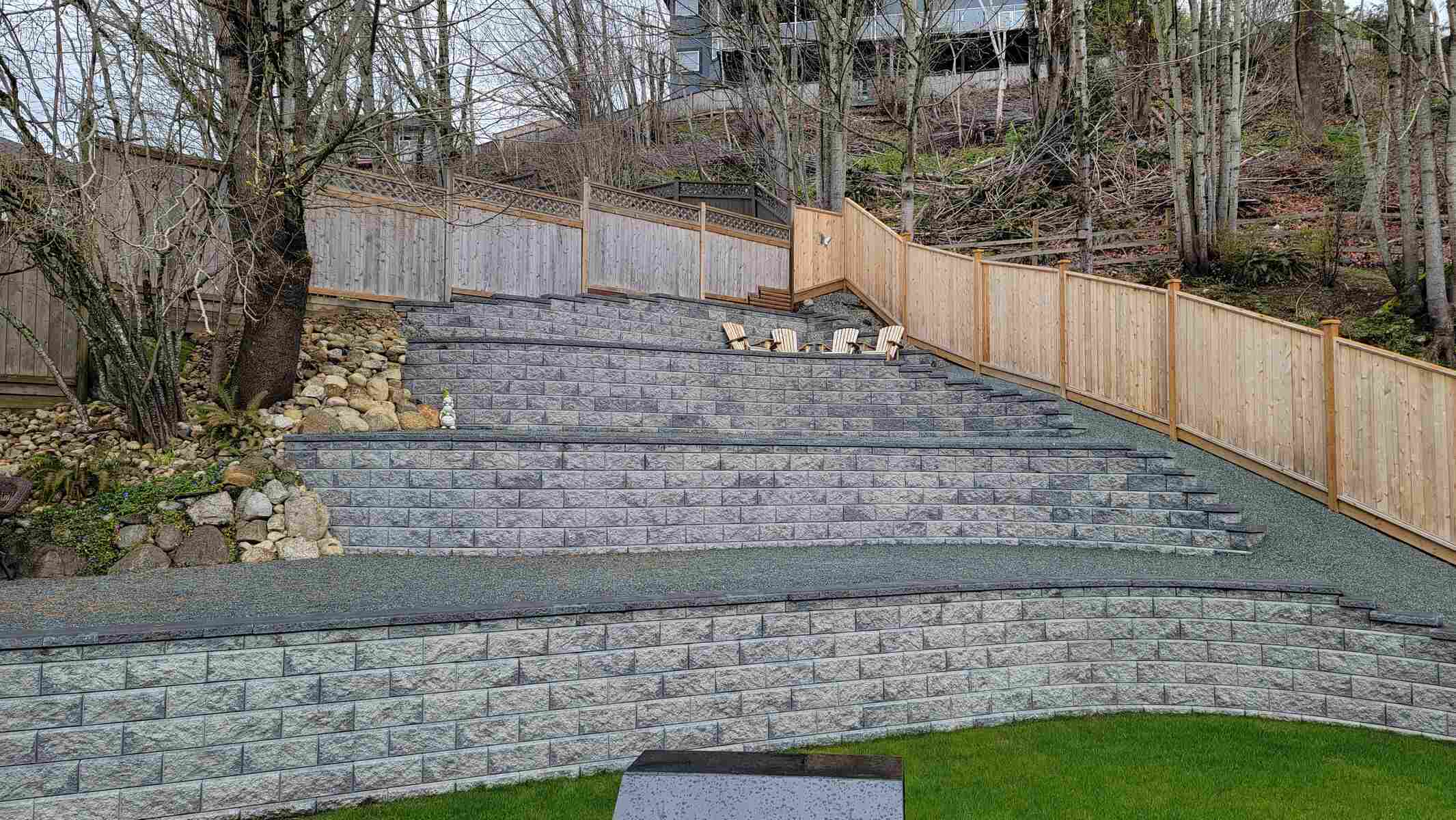 28_Retaining wall seating area in Mission, BC, crafted by Back40 Landscaping