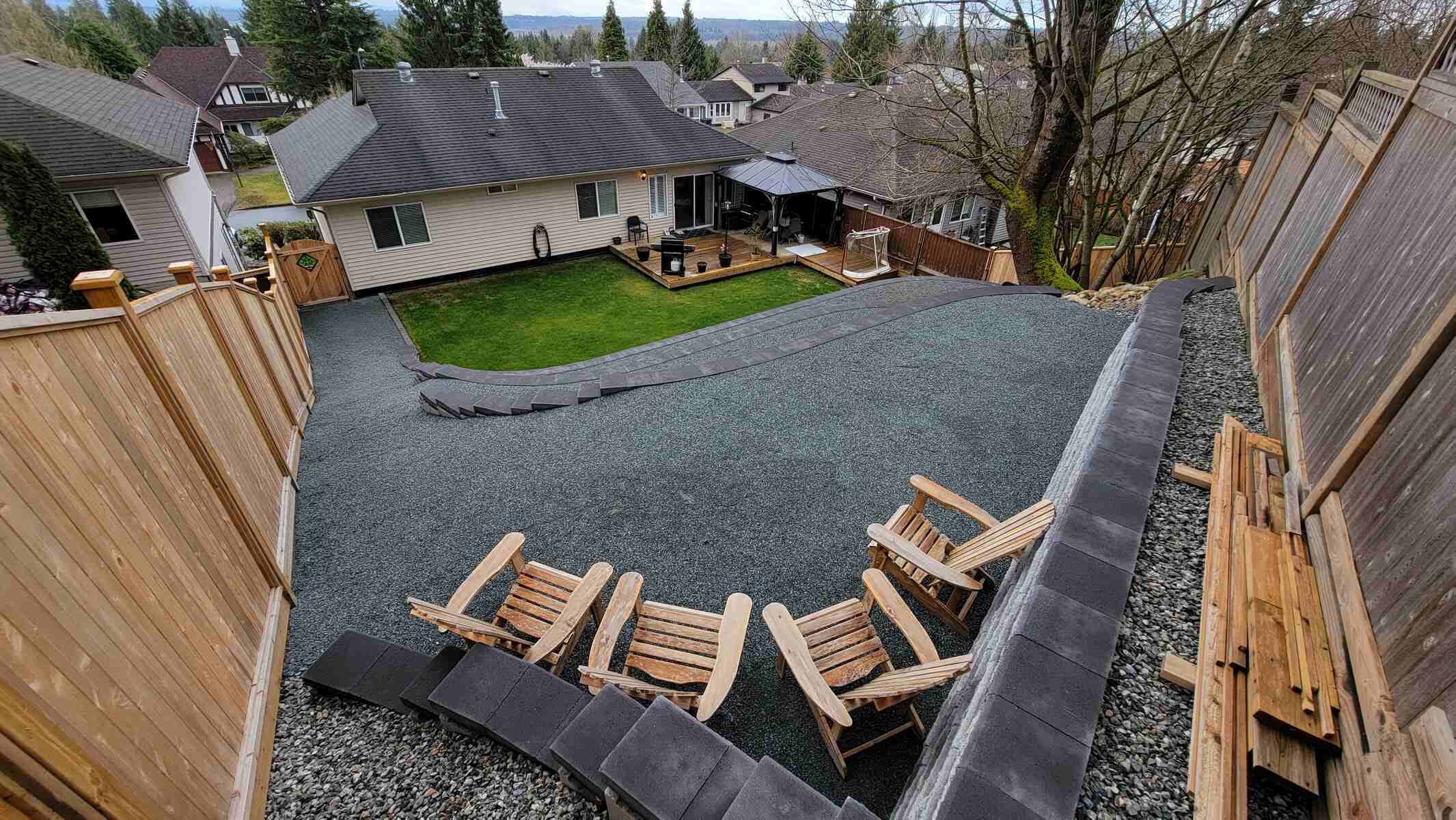 31_Retaining wall project with outdoor seating in Mission, BC, designed by Back40 Landscaping