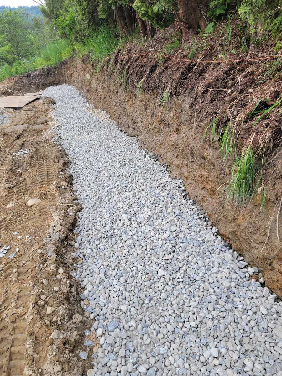 9_Gravel foundation layer for retaining wall construction by Back40 Landscaping in Mission, BC