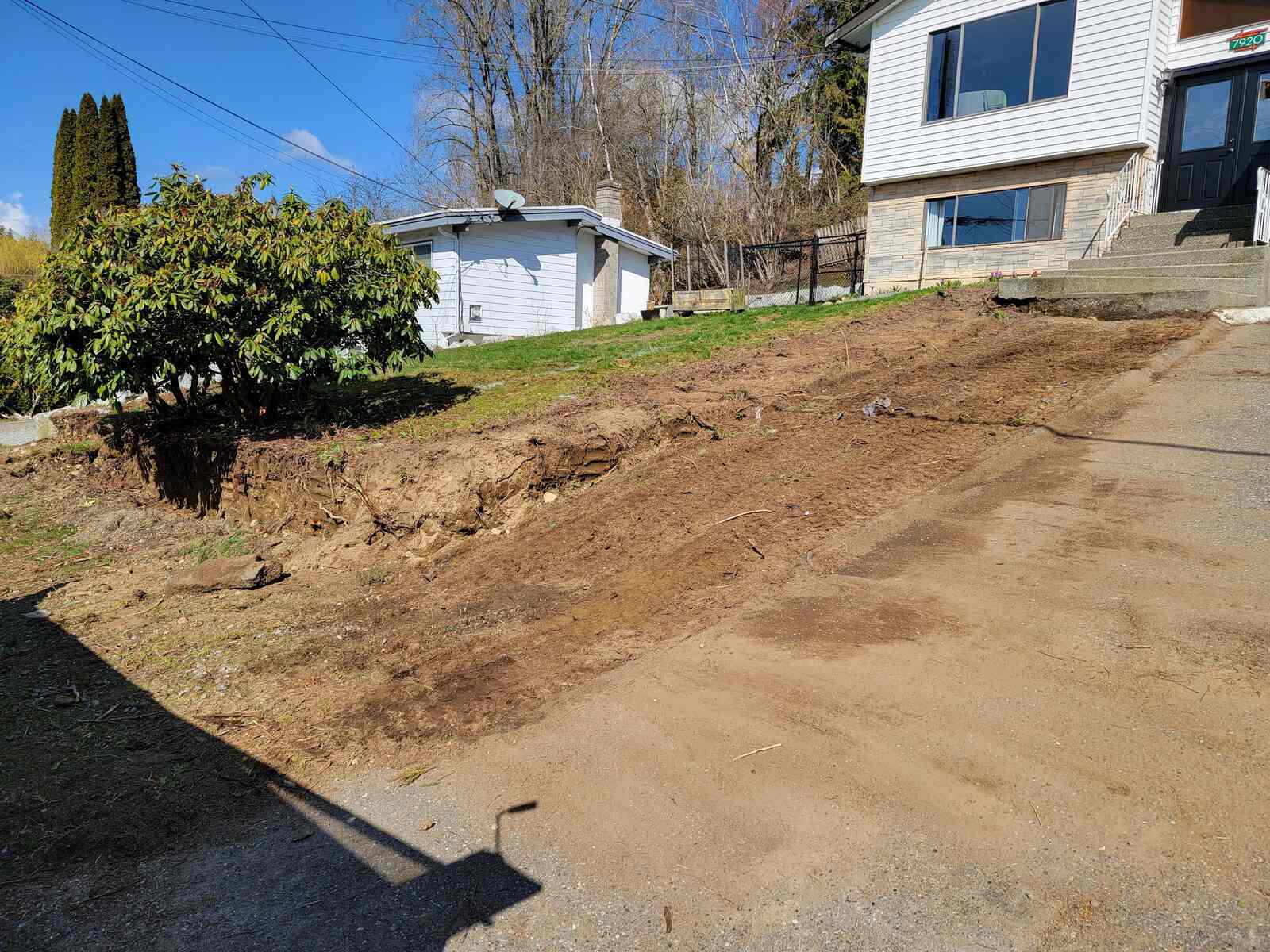 7_Cleared slope prepared for a retaining wall installation in Mission, BC, by Back40 Landscaping