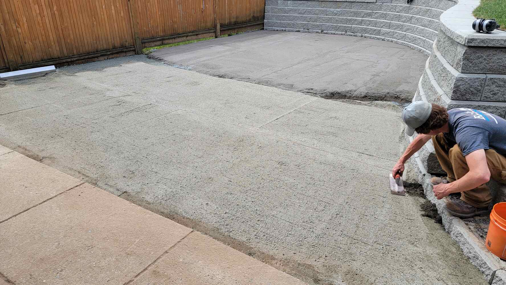 17_Preparing the base for flagstone patio installation with fine sand by Back40 Landscaping in Mission, BC