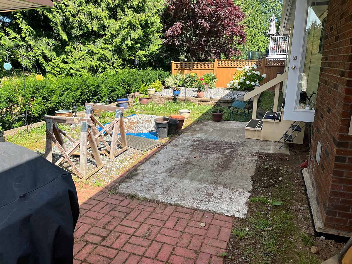 Backyard before new pavers