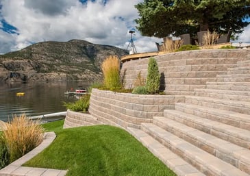 Retaining wall with landscaping and steps in Abbotsford, BC by Back 40 Landscaping