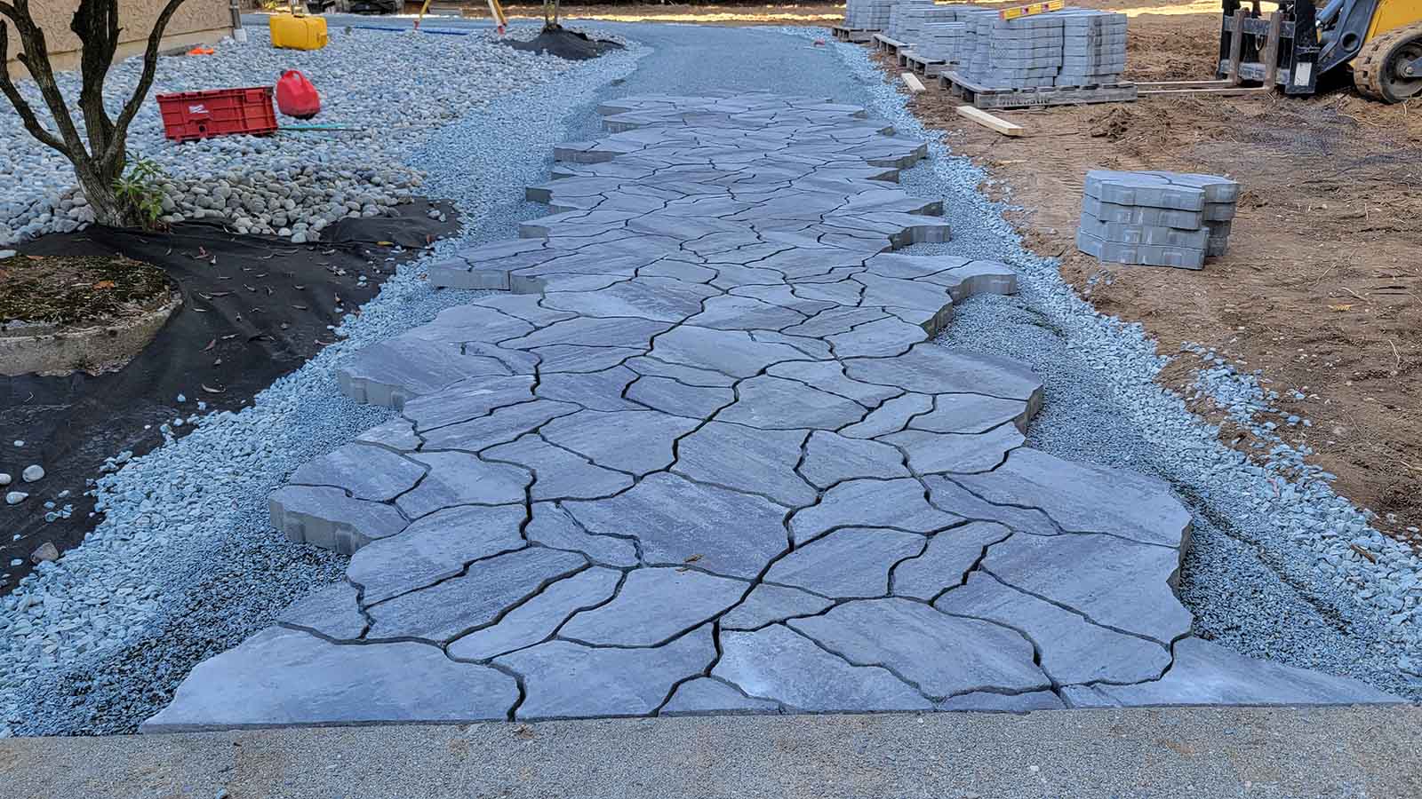 Flagstone Sidewalk Being Installed in Abbotsford