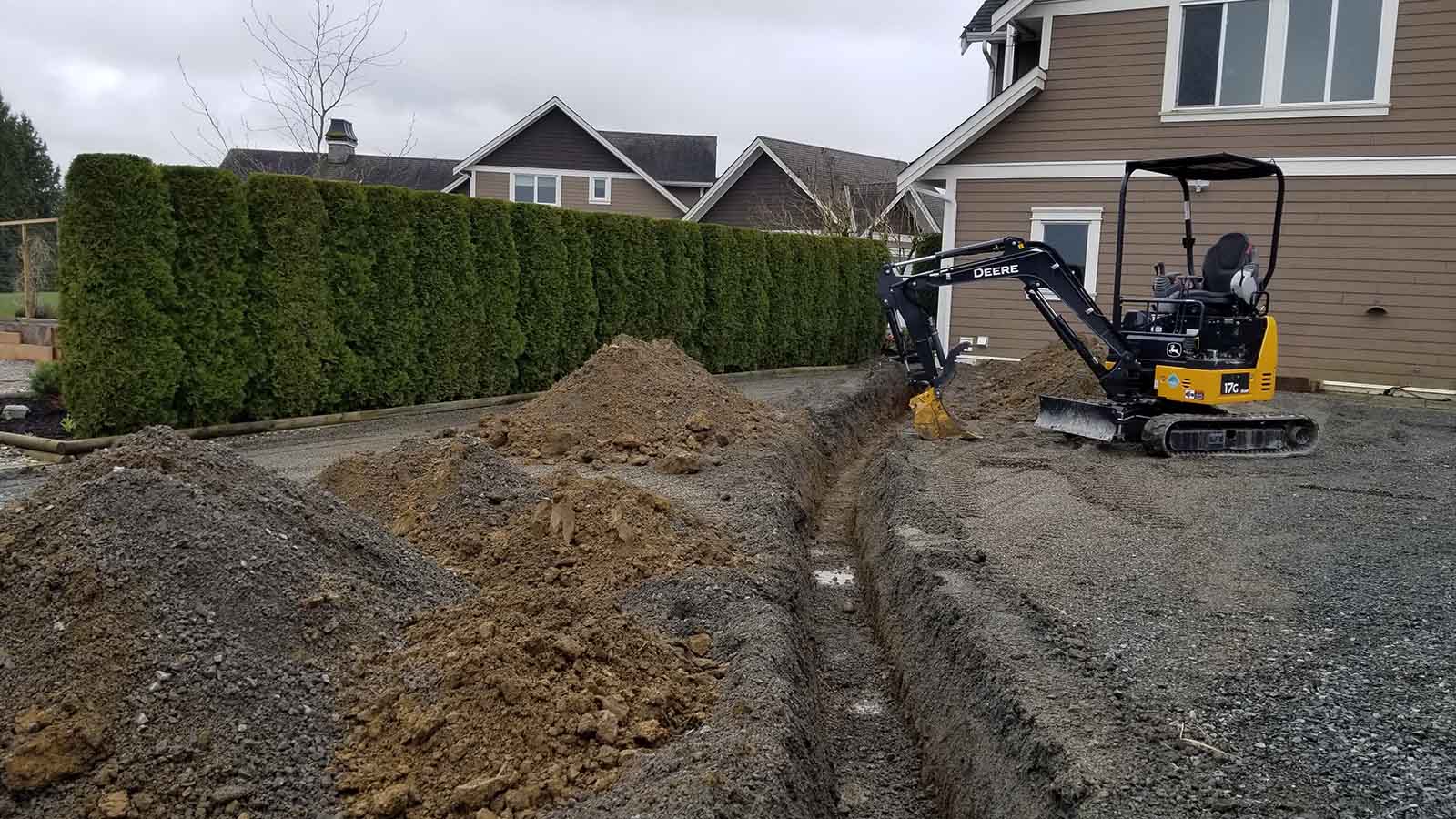 Excavating Trench on Residential Property in Abbotsford
