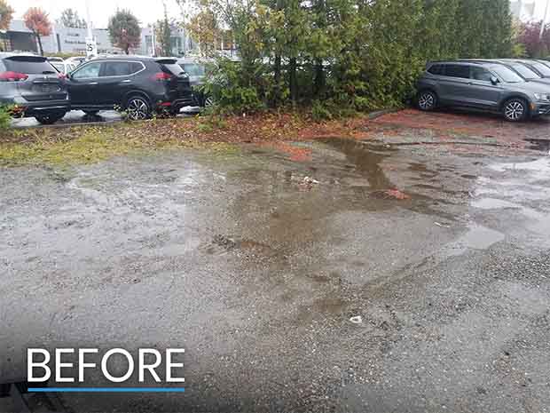 Before Excavating Gravel Parking Lot at Abbotsford Volkswagen