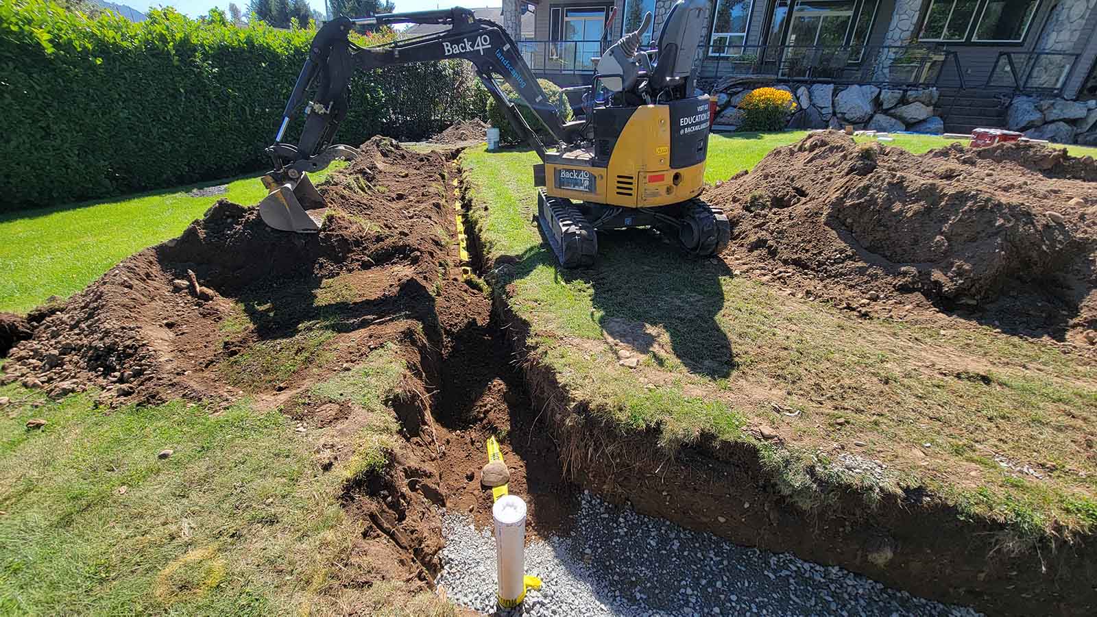 Drainage Trench & Excavator in Hatzic