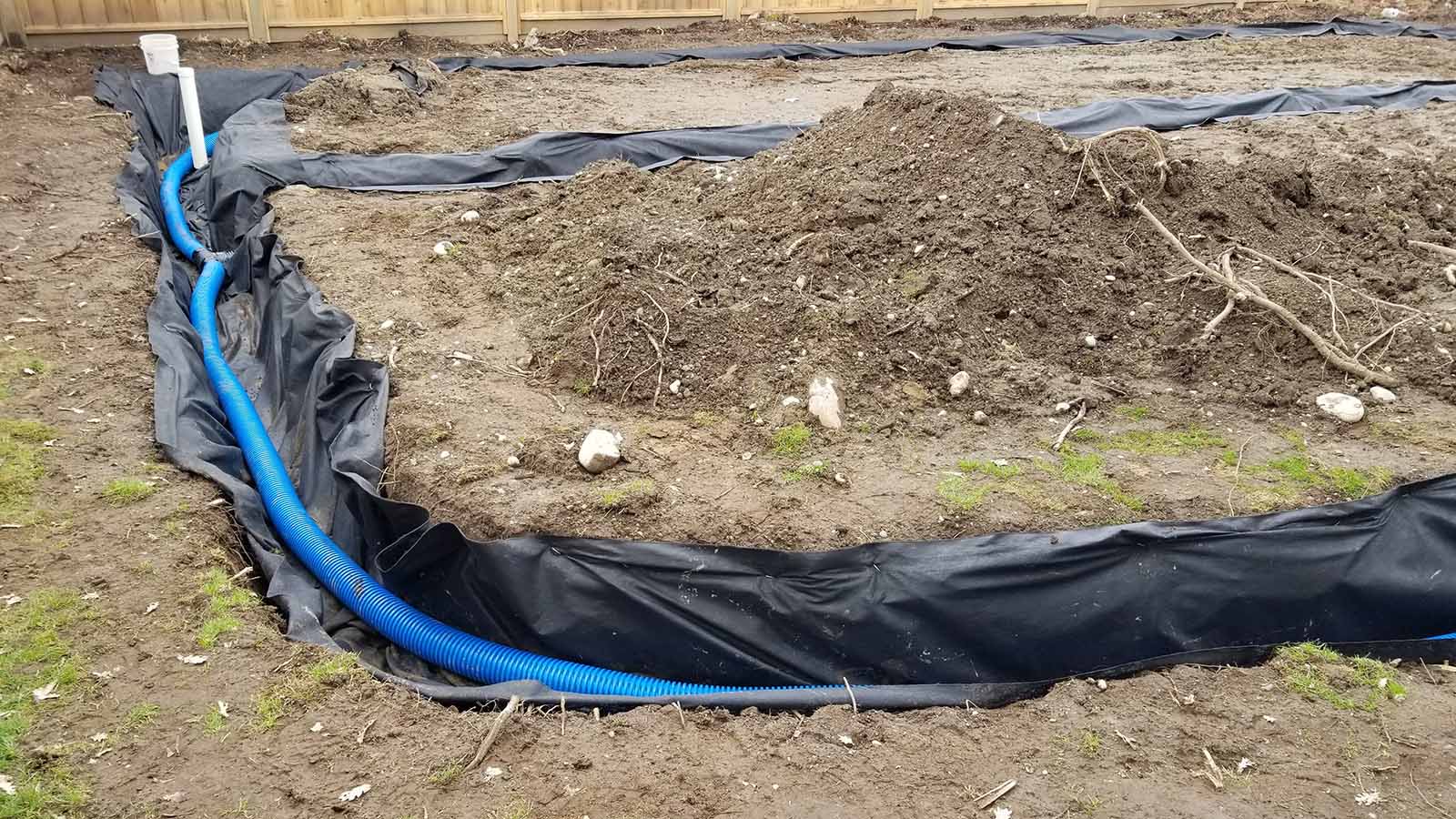 French Drain Being Installed French Drain Being Installed