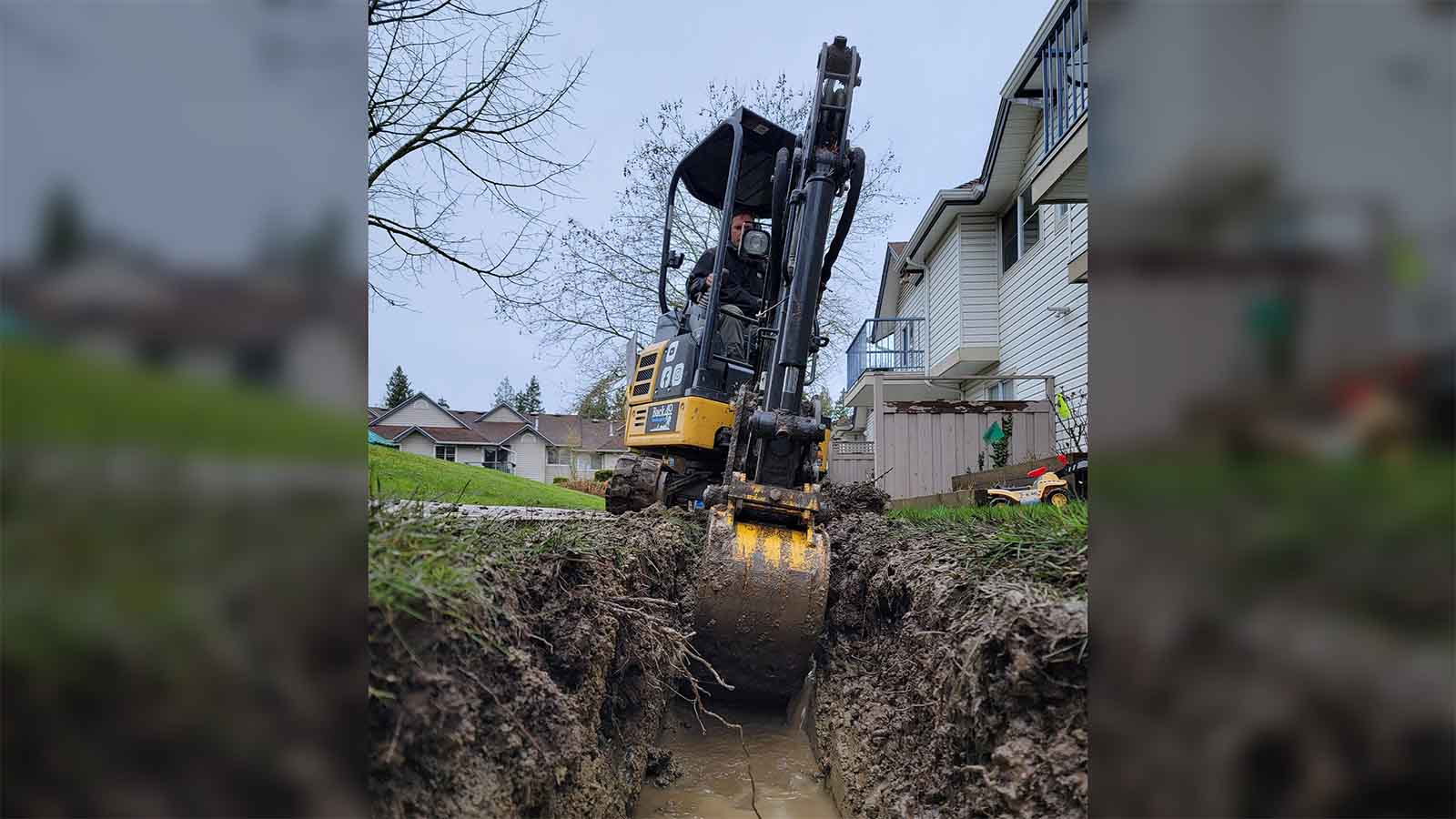 Langley Townhouse French Drainage Installation