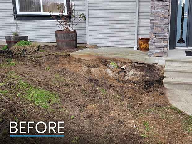 Before Photo of Front Yard in Mission BC